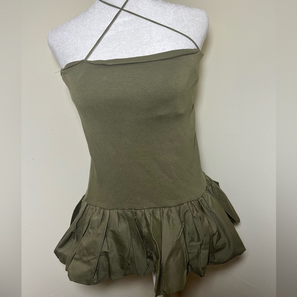 Zara puffy top olive green